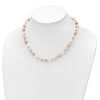 Sterling Silver Rhodium-plated 6-7mm White, Pink and Purple Semi-Round Freshwater Cultured Pearl 18 inch Necklace, 7.25 inch Bracelet and 3-piece Button Post Earrings Set