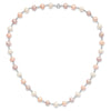 Sterling Silver Rhodium-plated 6-7mm White, Pink and Purple Semi-Round Freshwater Cultured Pearl 18 inch Necklace, 7.25 inch Bracelet and 3-piece Button Post Earrings Set