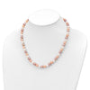 Sterling Silver Rhodium-plated 6-7mm White, Pink and Purple Semi-Round Freshwater Cultured Pearl 18 inch Necklace, 7.25 inch Bracelet and 3-piece Button Post Earrings Set