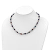 Sterling Silver Rhodium-plated 6-7mm Grey and Black Semi-Round Freshwater Cultured Pearl 18 inch Necklace and 7.25 Bracelet and 3-piece Button Post Earrings Set