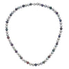 Sterling Silver Rhodium-plated 6-7mm Grey and Black Semi-Round Freshwater Cultured Pearl 18 inch Necklace and 7.25 Bracelet and 3-piece Button Post Earrings Set