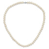 Sterling Silver Rhodium-plated 6-7mm White Semi-Round Freshwater Cultured Pearl 18 inch Necklace, 7.25 in Bracelet and Button Post Earrings Set