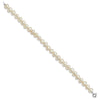 Sterling Silver Rhodium-plated 6-7mm White Semi-Round Freshwater Cultured Pearl 18 inch Necklace, 7.25 in Bracelet and Button Post Earrings Set