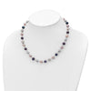 Sterling Silver Rhodium-plated 6-7mm Grey, Pink and Black Semi-Round Freshwater Cultured Pearl 18 inch Necklace, 7.25 inch Bracelet and 3-piece Button Post Earrings Set
