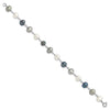 Sterling Silver Rhodium-plated 6-8mm White, Grey and Black Semi-Round Freshwater Cultured Pearl 18 inch Necklace and 7.25 inch Bracelet and 3-piece Button Post Earrings Set
