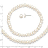 Sterling Silver Rhod-pltd White 6-7mm 3 piece FW Cultured Pearl Set