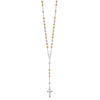 Sterling Silver Polished Rosary Tri-color Beads Necklace