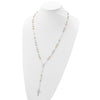 Sterling Silver Polished Rosary Tri-color Beads Necklace