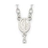 Sterling Silver Tri-color Polished Textured Bead Rosary 26 inch Necklace