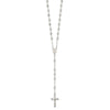 Sterling Silver Polished and Textured Bead Rosary 26 inch Necklace