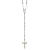 Sterling Silver Polished and Textured Bead Rosary 26 inch Necklace