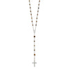 Sterling Silver Polished Tiger Eye Bead Rosary 33 inch Necklace