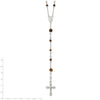 Sterling Silver Polished Tiger Eye Bead Rosary 33 inch Necklace