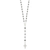 Sterling Silver Polished Black Onyx Rosary Necklace