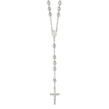 Sterling Silver Polished Rosary Necklace