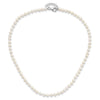 Sterling Silver Rhodium-plated 4-5mm White Semi-Round Freshwater Cultured Pearl 14 inch Necklace, 5 inch Bracelet and Post Earrings Set