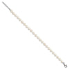 Sterling Silver Rhodium-plated 6-7mm White Semi-Round Freshwater Cultured Pearl 18 inch with 2 inch Extension Necklace, 7 inch Bracelet and Button Post Earrings Set