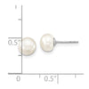 Sterling Silver Rhodium-plated 6-7mm White Semi-Round Freshwater Cultured Pearl 18 inch with 2 inch Extension Necklace, 7 inch Bracelet and Button Post Earrings Set