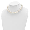 Sterling Silver Rhodium-plated 7.5-8.5mm White Semi-Round Freshwater Cultured Pearl 2-Strand 17 inch Necklace
