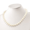 Sterling Silver Rhodium-plated 10-11mm White Near-Round Freshwater Cultured Pearl and CZ Clasp Adjustable 19.5 inch Necklace