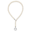 Sterling Silver Rhodium-plated 10-11mm White Near-Round Freshwater Cultured Pearl and CZ Clasp Adjustable 19.5 inch Necklace