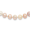 Sterling Silver Rhodium-plated 8-9mm Multi-color Near-Round Freshwater Cultured Pearl 20 inch Necklace