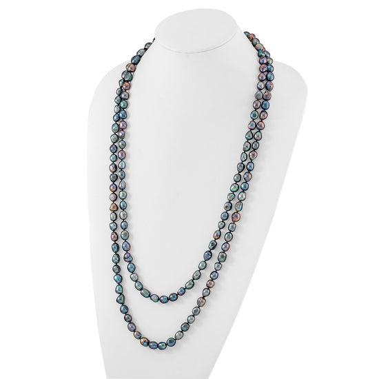 9-10mm Black Baroque Freshwater Cultured Pearl Endless 64 inch Necklace