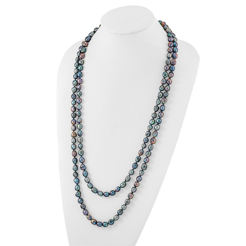 9-10mm Black Baroque Freshwater Cultured Pearl Endless 64 inch Necklace
