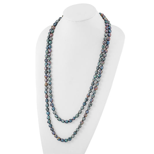 9-10mm Black Baroque Freshwater Cultured Pearl Endless 64 inch Necklace