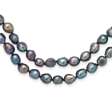 9-10mm Black Baroque Freshwater Cultured Pearl Endless 64 inch Necklace