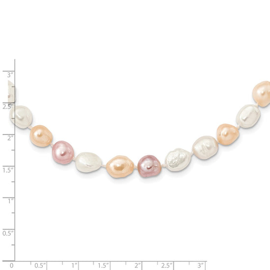 9-11mm White, Pink and Purple Baroque Freshwater Cultured Pearl Endless 64 inch Necklace