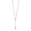 Sterling Silver Rhodium Plated Polished Beaded Rosary