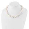 Sterling Silver Rhodium-plated 12-13mm White Near-Round Freshwater Cultured Pearl 18 inch Necklace