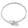 Sterling Silver Rhodium-plated 16-17mm White Keshi Freshwater Cultured Pearl and CZ Flexible Bangle
