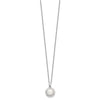 Sterling Silver Rhodium-plated 8-9mm White Button Freshwater Cultured Pearl and CZ 17 inch Necklace and Post Earrings Set