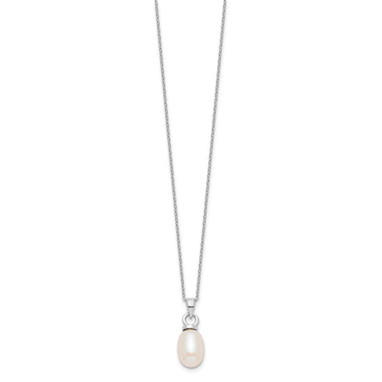 Sterling Silver Rhodium-plated 10-11mm White Teardrop Freshwater Cultured Pearl 17 inch Necklace and Dangle Earrings Set