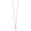 Sterling Silver Rhodium-plated 10-11mm White Teardrop Freshwater Cultured Pearl 17 inch Necklace and Dangle Earrings Set