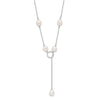 Sterling Silver Rhodium-plated 7-8mm White Teardrop Freshwater Cultured Pearl 13-Station Adjustable Drop Toggle 19 inch Necklace