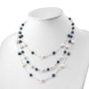 Sterling Silver Rhodium-plated 6-10mm White and Black Freshwater Cultured Pearl Layered 17 inch with 2 inch Extension Necklace