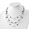 Sterling Silver Rhodium-plated 6-10mm White and Black Freshwater Cultured Pearl Layered 17 inch with 2 inch Extension Necklace