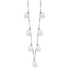 Sterling Silver Rhodium-plated 7-8mm White Teardrop Freshwater Cultured Pearl 7-Station 17.5 inch Necklace