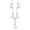 Sterling Silver Rhodium-plated 7-8mm White Teardrop Freshwater Cultured Pearl 7-Station 17.5 inch Necklace