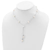 Sterling Silver Rhodium-plated 6-9mm White Teardrop and Semi-Round Freshwater Cultured Pearl 9-Station 2 drop 16 inch with 2 inch Extension Necklace