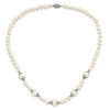 Sterling Silver Rhodium-plated 6-9mm White Freshwater Cultured Pearl 5-station 18 inch Necklace