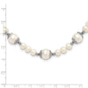 Sterling Silver Rhodium-plated 6-9mm White Freshwater Cultured Pearl 5-station 18 inch Necklace