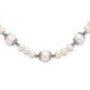 Sterling Silver Rhodium-plated 6-9mm White Freshwater Cultured Pearl 5-station 18 inch Necklace