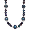 Sterling Silver Rhodium-plated 6-9mm Black Near Round Freshwater Cultured Pearl 5-station 18 inch Necklace
