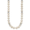 Sterling Silver Rhodium-plated 9-10mm White Near-Round Freshwater Cultured Pearl and CZ 18 inch Necklace