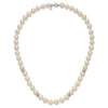 Sterling Silver Rhodium-plated 9-10mm White Near-Round Freshwater Cultured Pearl and CZ 18 inch Necklace