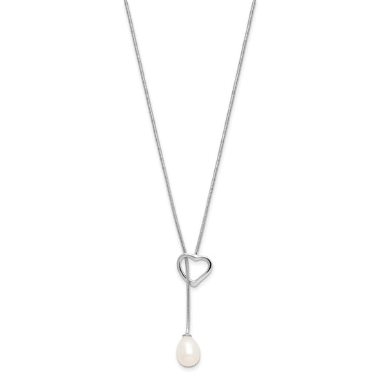 Sterling Silver FWC Pearl Heart Drop Necklace